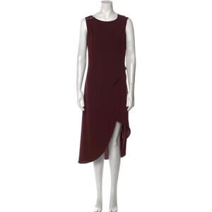 Halston Heritage Asymmetric Drape Dress Burgundy Size 8